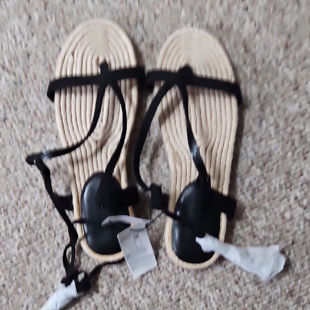 Banana Republic Black Tie Up Sandals